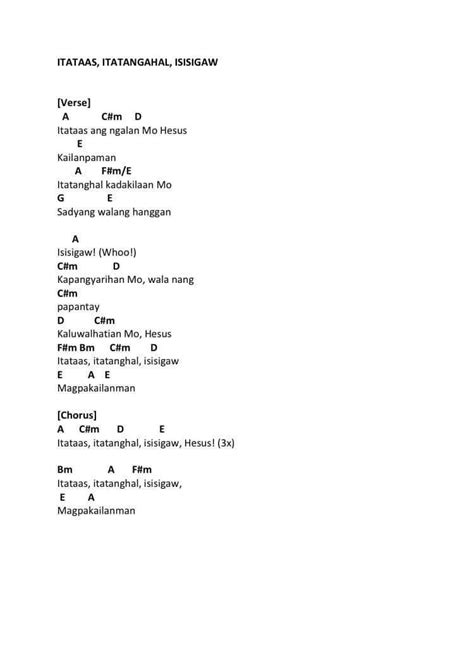 itataas itatanghal isisigaw lyrics|Itataas Itatanghal Isisigaw Chords .